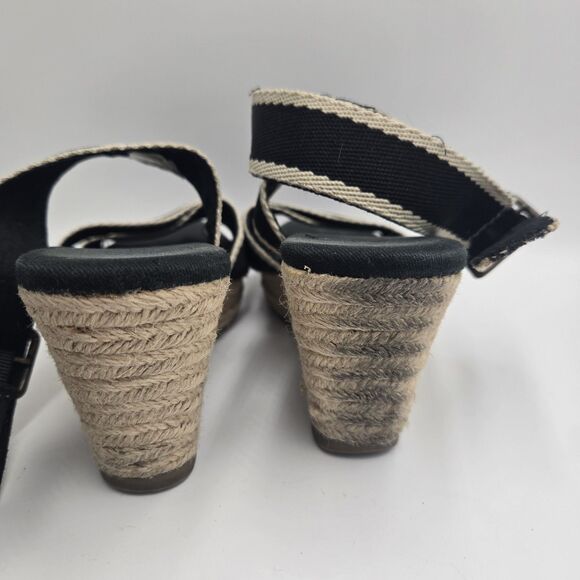 Old Navy Black Espadrille Wedge Sandals Size 9 Strappy Platform Summer Shoes Y2K - Picture 6 of 9